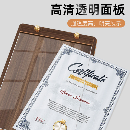 Walnut desk card creative business license frame authorization certificate display board desktop display stand acrylic desk sign