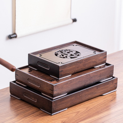 新品上市簡約茶盤小型家用簡易茶台竹制實木儲水式幹泡盤壹件代發