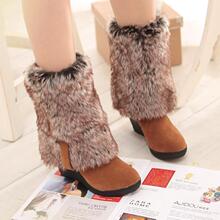 Faux rabbit hair cotton boots high boots high heel boots slo