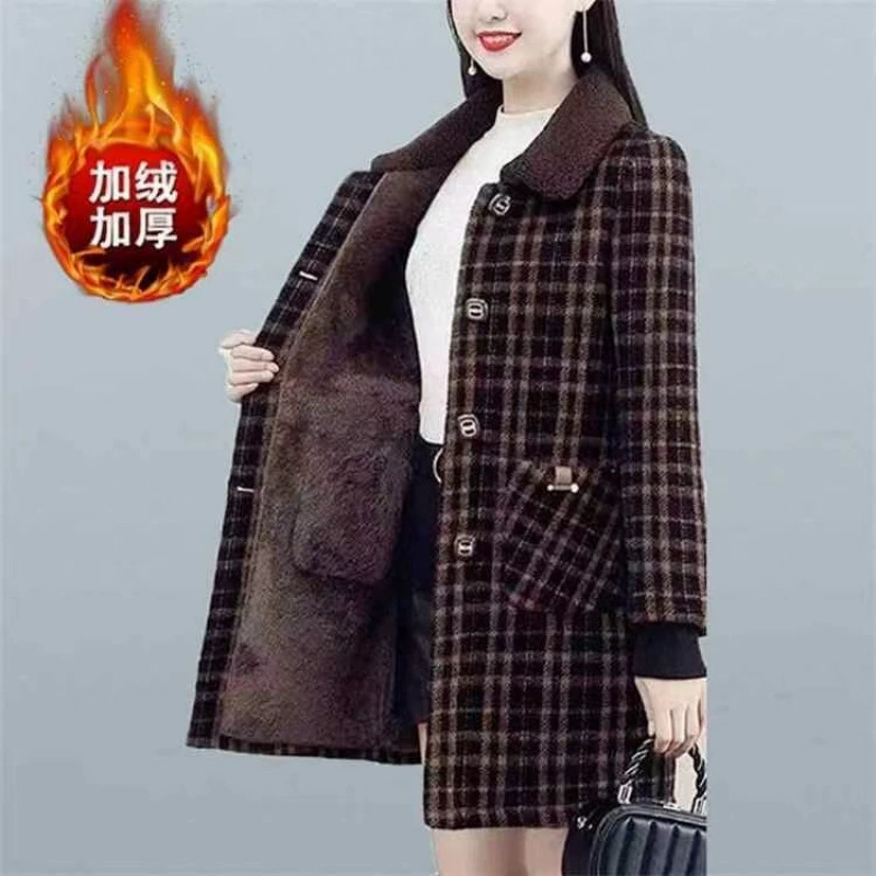 Женское бархатное зимнее пальто, утеплённое, плюс‑сайз (M–4XL)