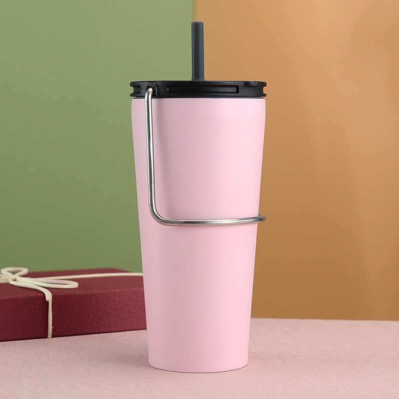 Transfronterizo exclusivo Americano portátil Taza de paja portátil de acero inoxidable del coche de Vacío Termo taza de café taza