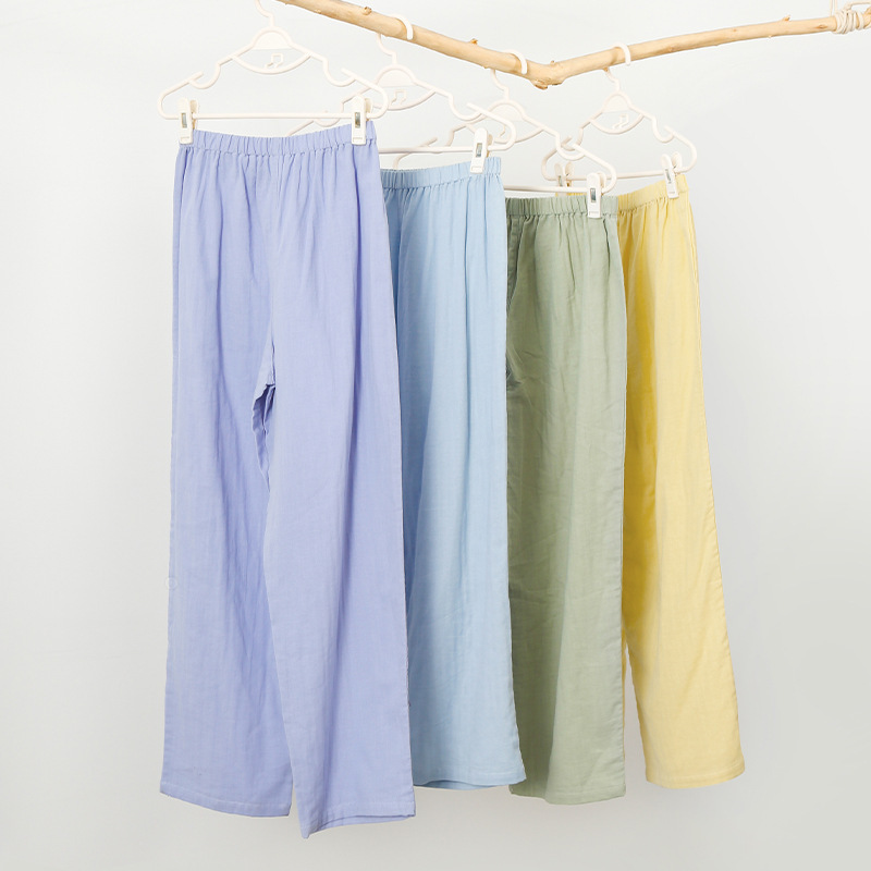 Pajama Pants Women's Cotton Spring and Autumn Walking Cotton Double-layer Gauze Solid Color Thin Summer 100% Cotton Large Size Cropped Pants Pajama Pants Women's Cotton Spring and Autumn Walking Cotton Double-layer Gauze Solid Color Thin Summer 100% Cotton Large Size Cropped Pants