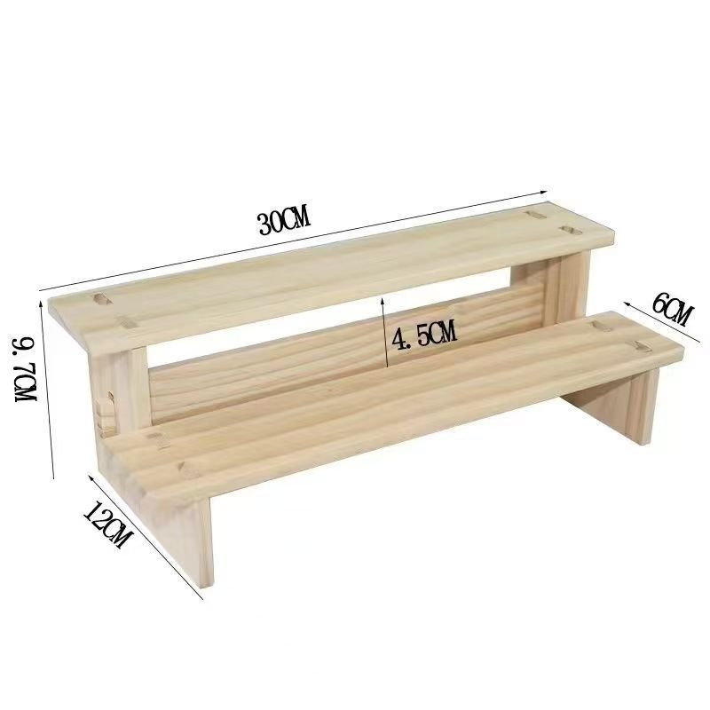 木製の収納棚の手作りのおもちゃの陳列棚のテーブルの置物の階層式の模型の展示台の実木の置き棚