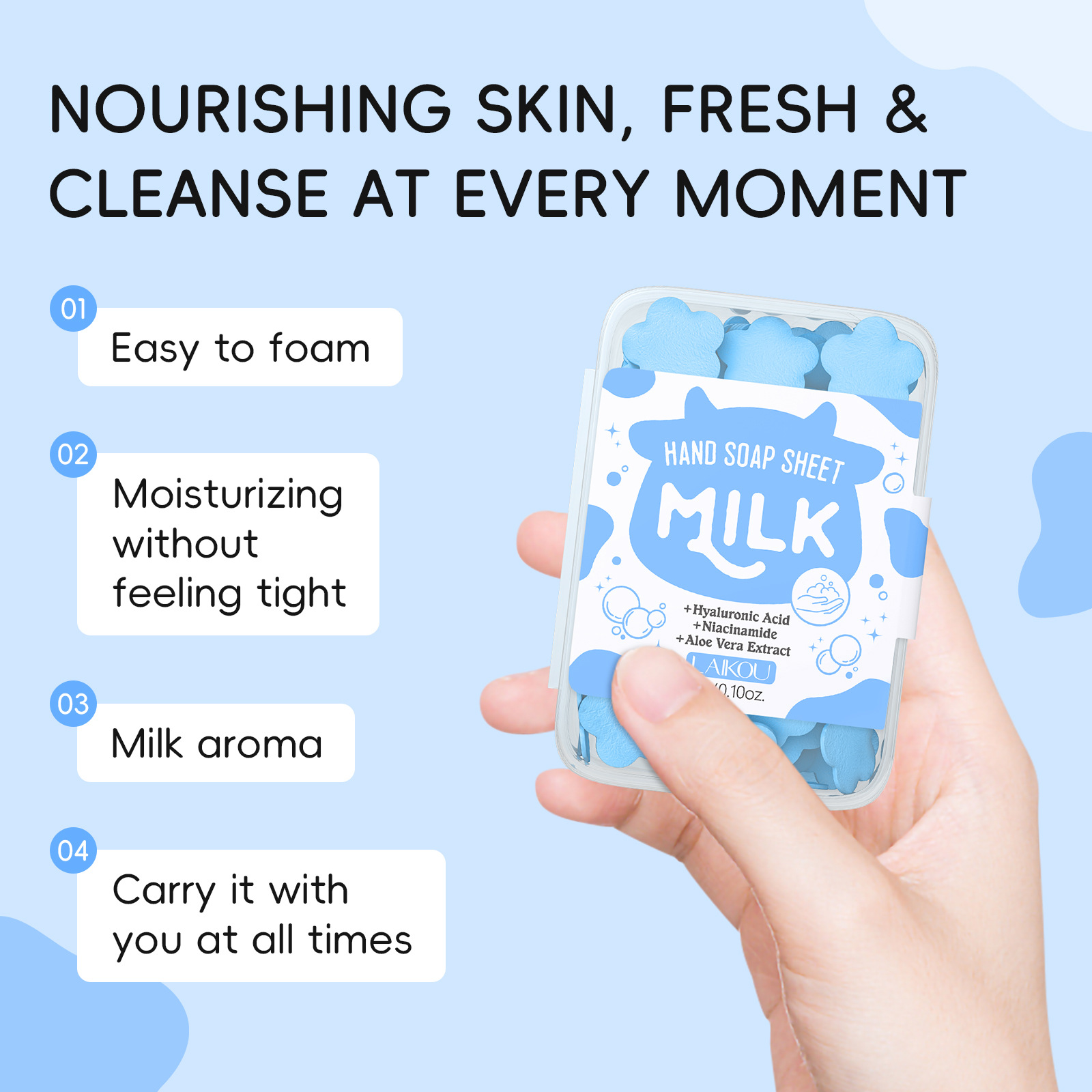 Disposable milk-flavored soap sheets, portable soap paper, mini petal hand sanitizers for students and children to carry around undefined