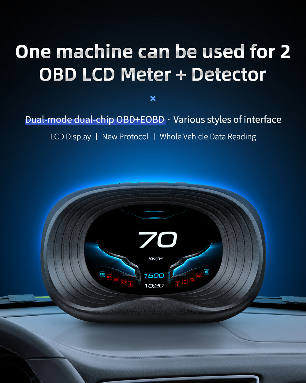 Cross-border HUD Head-Up Display Car ECU Driving Computer OBD High-Definition Portable LCD Car Display P20