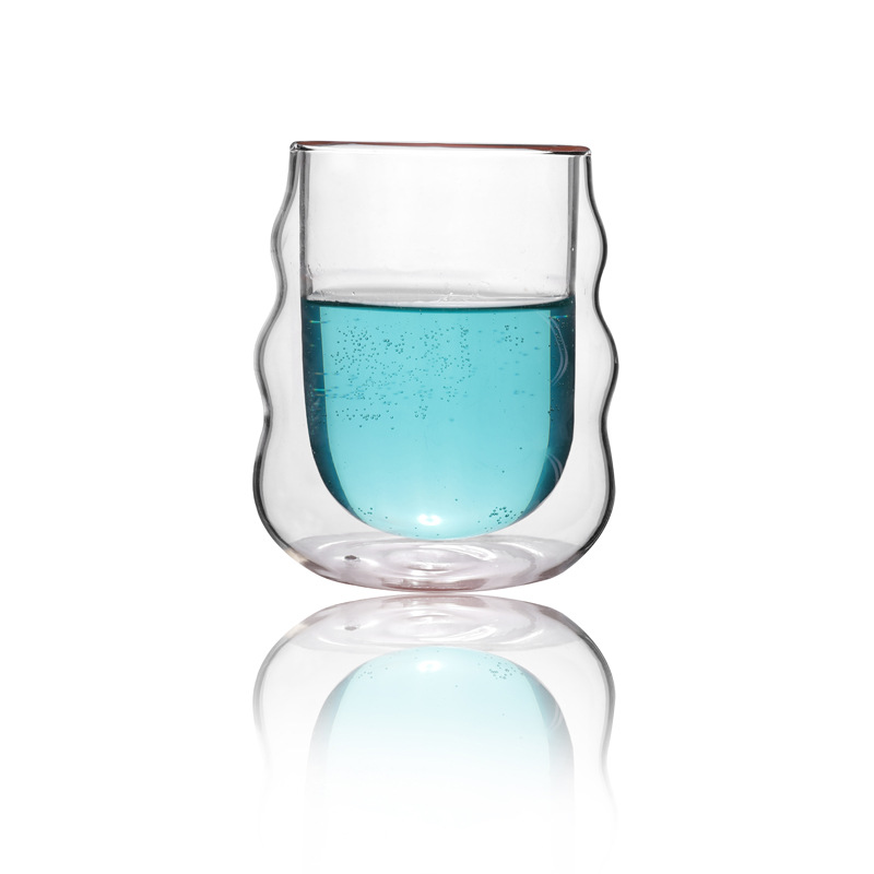 Vidrio borosilicato lindo taza de leche de doble capa taza de agua del hogar taza de jugo de doble capa de agua aislada taza de vidrio transparente