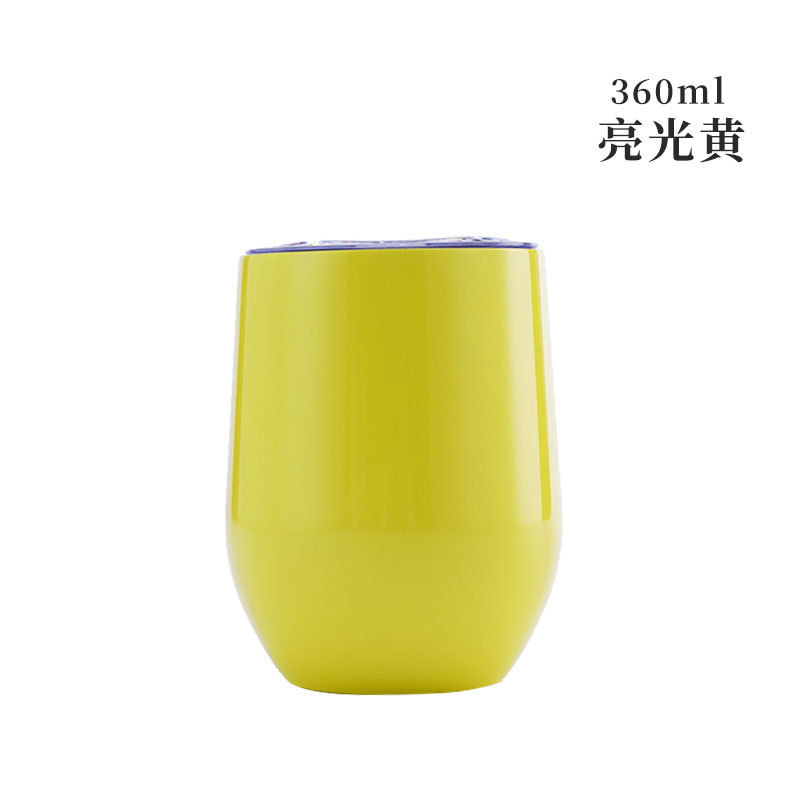 Taza de cáscara de huevo de 12oz transfronteriza regalo de doble capa de acero inoxidable copa de vino tinto taza de vientre grande aislamiento al vacío en forma de U swig pollo