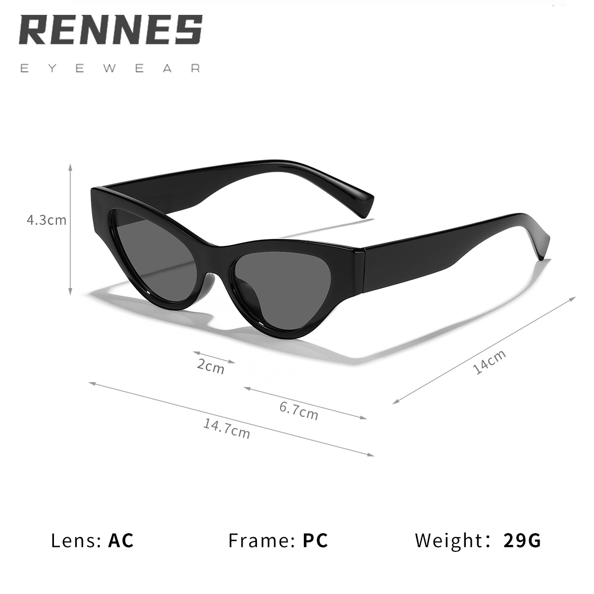 2024 nueva moda triángulo ojo de gato tendencia moda al aire libre sombrilla gafas de sol celebridades de Internet mismas gafas de sol de alta gama