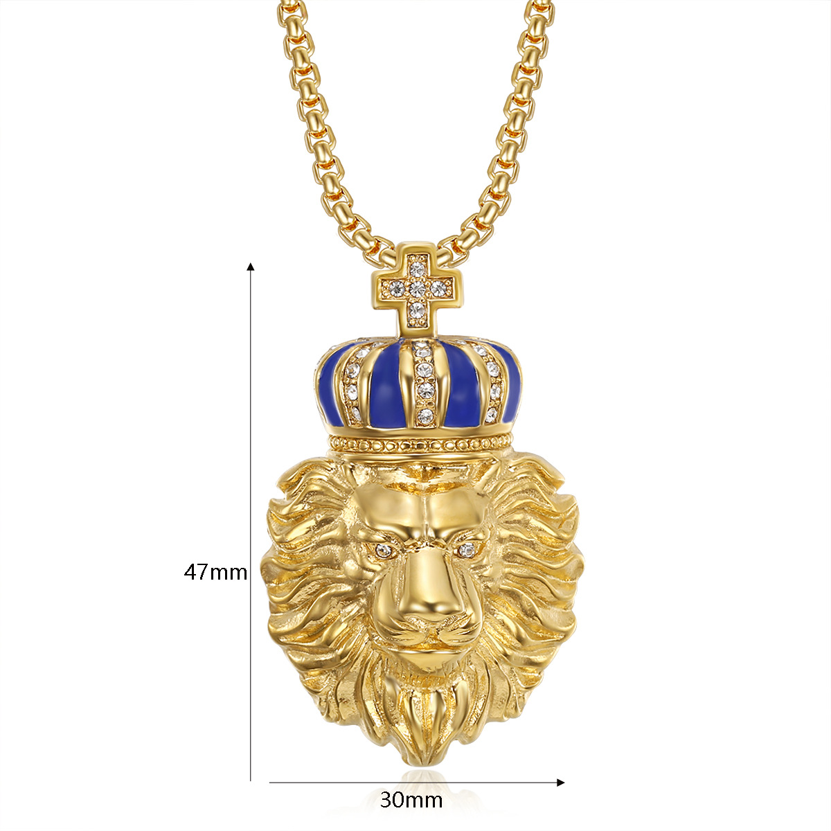 20g Weight Pendant, Chain Jewelry Making Type Hip-Hop Lion Crown Titanium Steel Enamel Plating Rhinestones 18K Gold Plated Men's