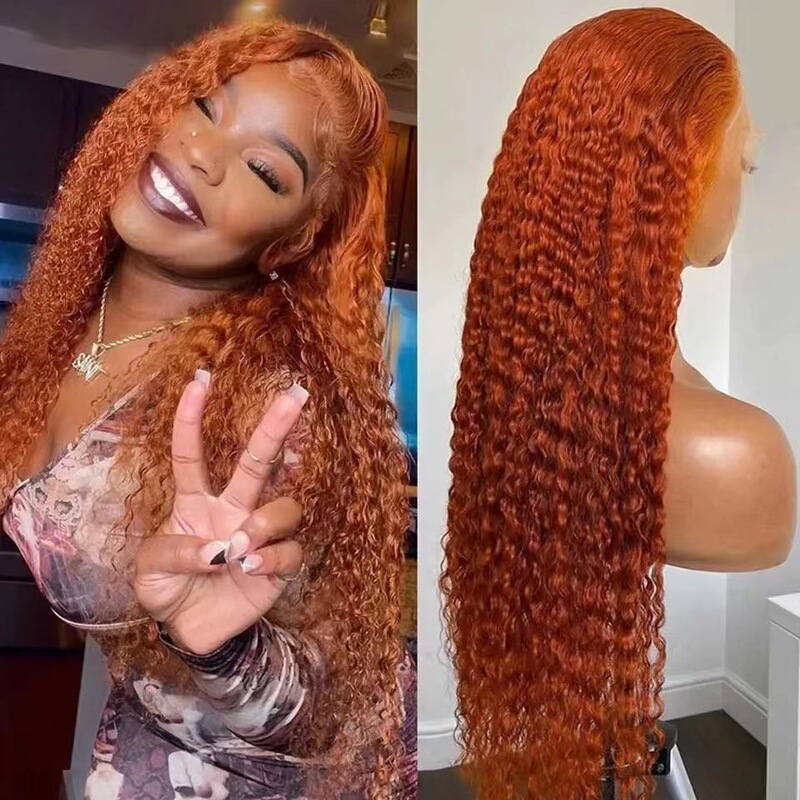 Front Lace Wig Set African New Women's Small Curly Orange Human Hair Wigs Factory Ready for Delivery Front Lace Wig Set African New Women's Small Curly Orange Human Hair Wigs Factory Ready for Delivery