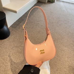 Women's Leather Bag with High-Gloss Finish, Underarm Bag with a Luxurious and Stylish New Trend, Fashionable and Colorful Matching, Solid Color Shoulder Bag, Sweet and Cool Style