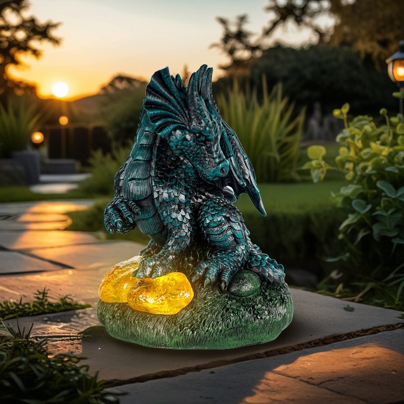  Outdoor Resin Dragon Sculpture Solar Ornaments Courtyard Garden Scenery Decoration Gift Giving Small Gifts