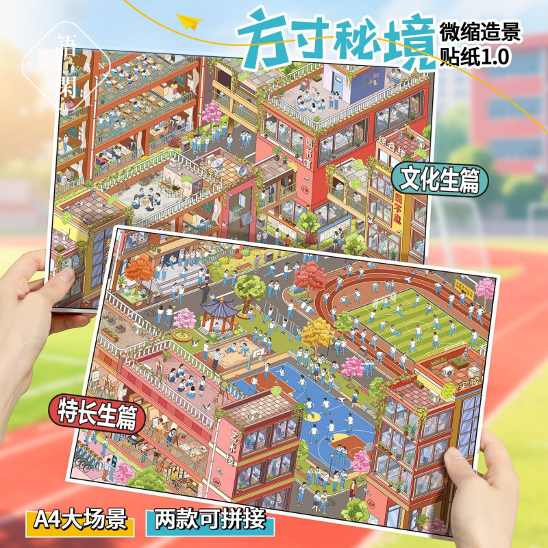 Yuxian miniature landscaping sticker large version square inch secret realm 1.0 three-dimensional scene college style DIY decompression pocket sticker