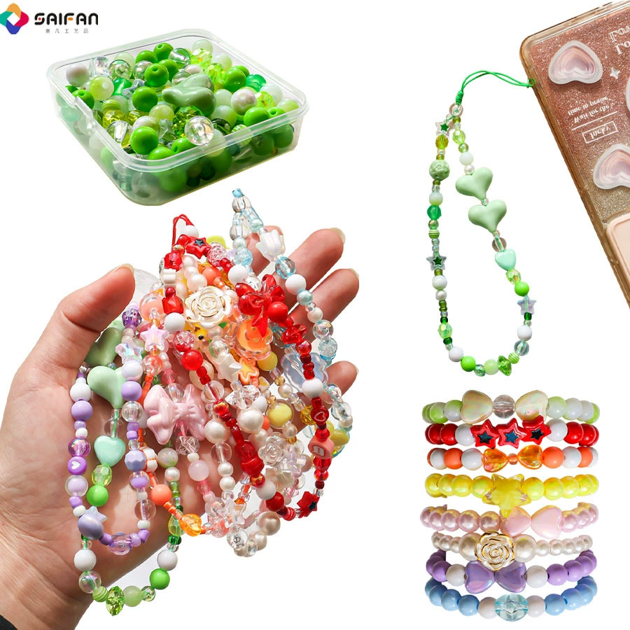 Beaded Bracelet Phone Charm, Mixed Beads Strap, Assorted Colors, 6 cm Pendant