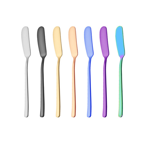 Cross-border Amazon 304 stainless steel butter knife golden butter spatula jam knife butter knife long handle spread knife