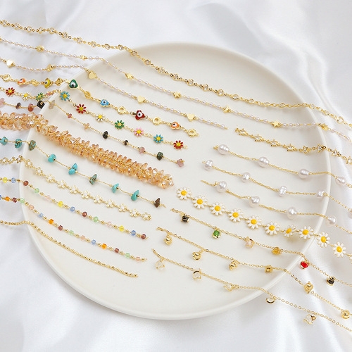 Color-preserving flat O-shaped chain copper-clad 18K real gold O-shaped chain thin chain DIY clavicle chain not easy to fade cross chain