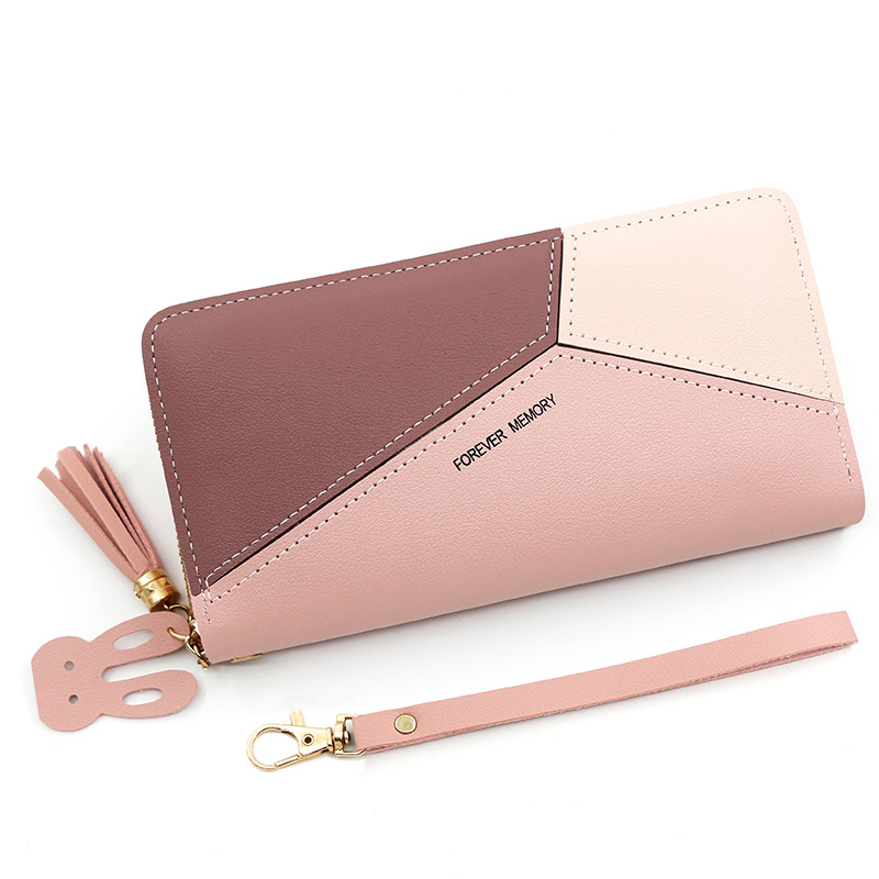 Cartera mujer larga PU cremallera estilo minimalista