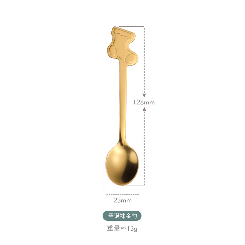 卸売りクリスマススプーンセットinsデザートスプーン金色ステンレスコーヒースプーンクリスマスクリエイティブプレゼントスプーン|undefined