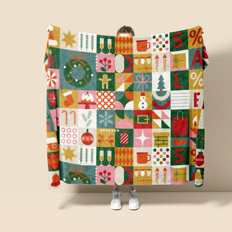 Navidad europea impresión digital franela mantas sofá suave mantas cálidas grandes cómodas al por mayor