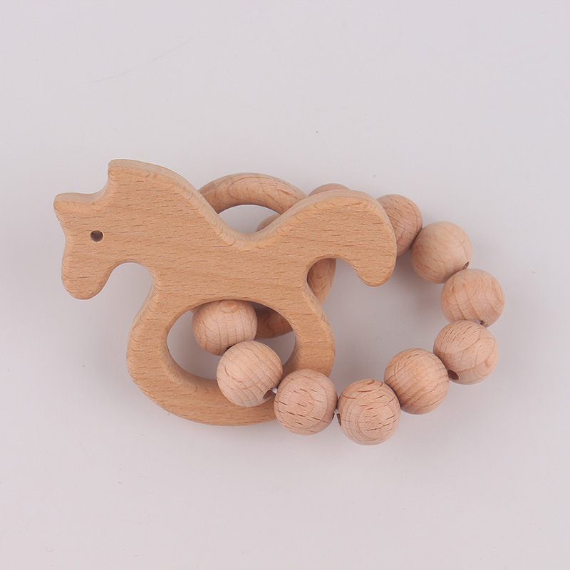 Europa y América niños pulsera de madera animal beech goma de madera perla recién nacido mordida le mordida molar pulsera