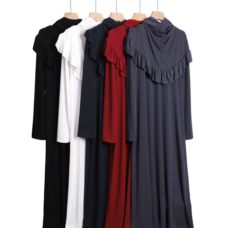 Four Seasons Fashion Pleated Pullover Dress Robe Large Size Long Sleeve Long Skirt Headscarf Hood Skirt All-In-One Robe
