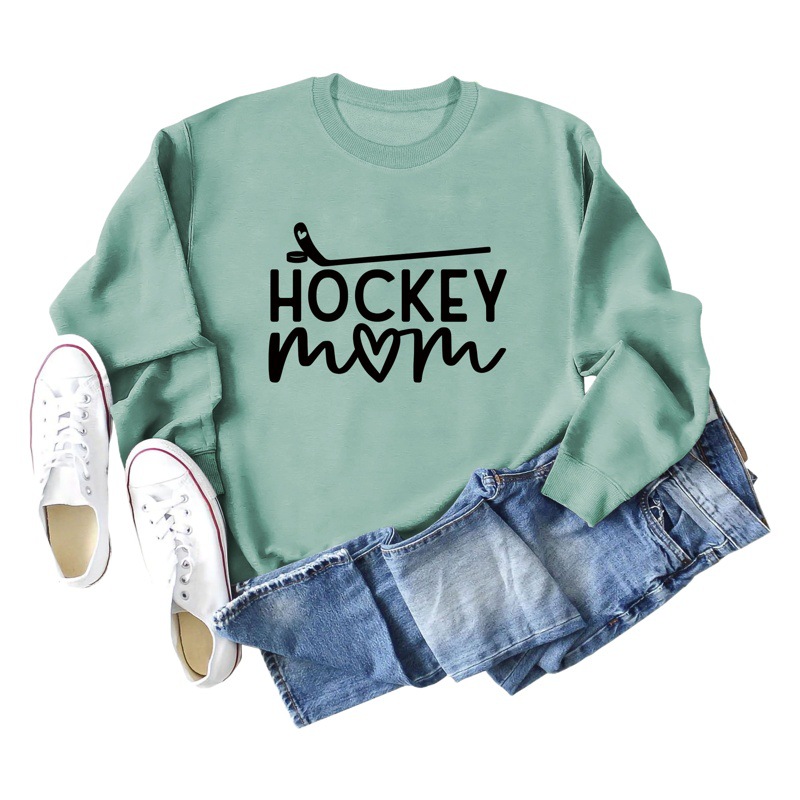 Amazon deseo transfronterizo de las mujeres europeas y americanas talla grande Nueva carta hockey Otoño e Invierno suéter de manga larga en stock al por mayor