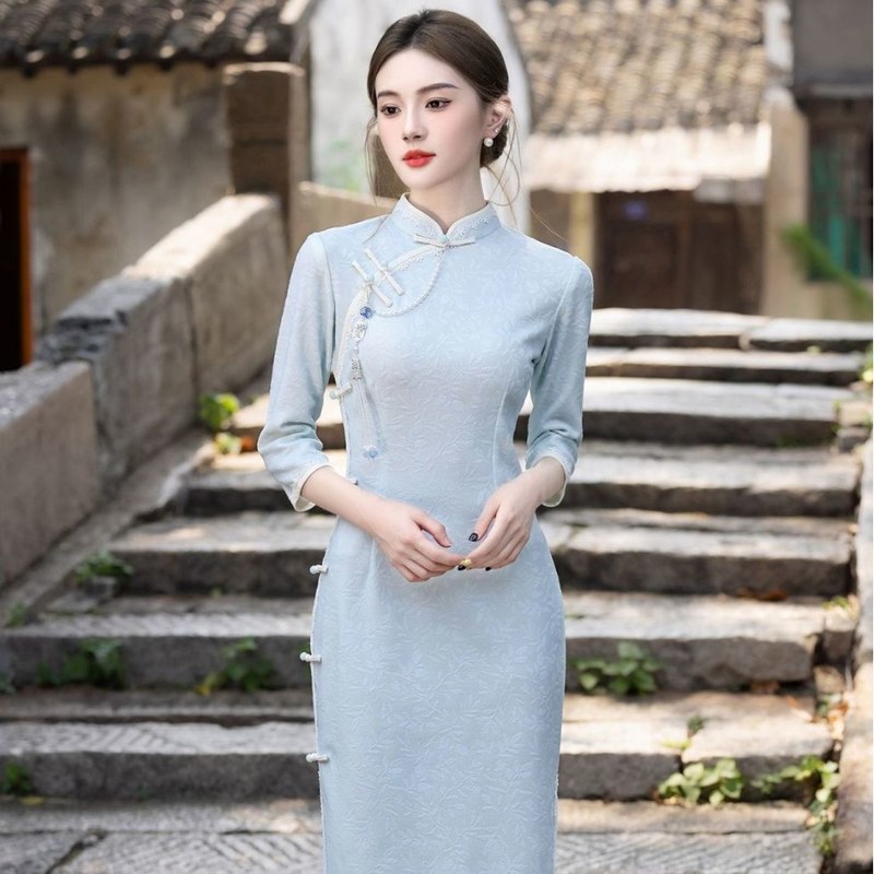 清冷富家千金连衣裙秋季连衣裙2025新款新中式少女年轻款改良旗袍|undefined