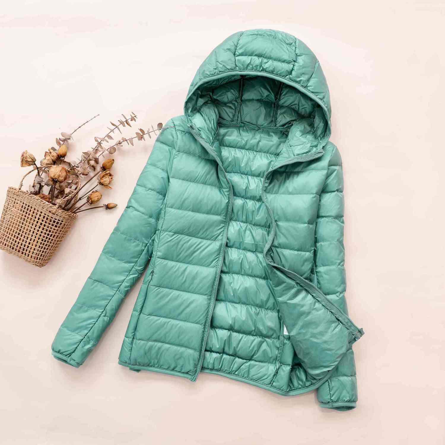 Lightweight down Jacket Rib Style Fashion Casual Women's Hooded Coat Trendy Black Women's Hooded Pink Women's Hooded
