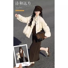 新中式冬装搭配一整套大码胖立领棉服外套温柔减龄两件套装裙女