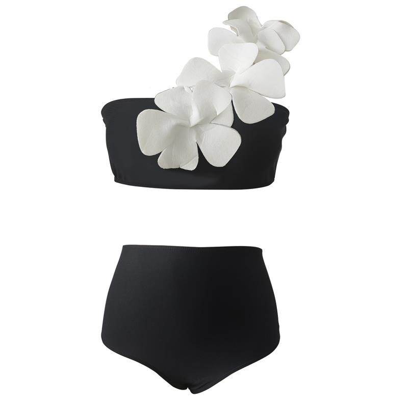 Women's Solid Color Flower 3 Pieces Set Bikinis Swimwear display picture 6