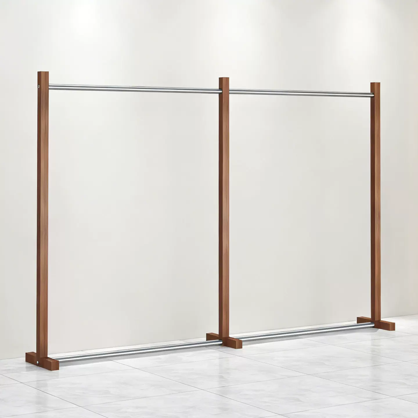 服装店展示架落地式胡桃色中岛挂衣架不锈钢女装店中古风陈列架