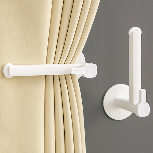 Adjustable steering retractable curtain holder without punching shower curtain wall hook side hook door curtain drawstring storage buckle clip