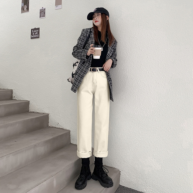 885 Spring and Autumn 2022 New Women's Slim-fit Straight-tube Slim-fit Wide-leg Jeans Trendy