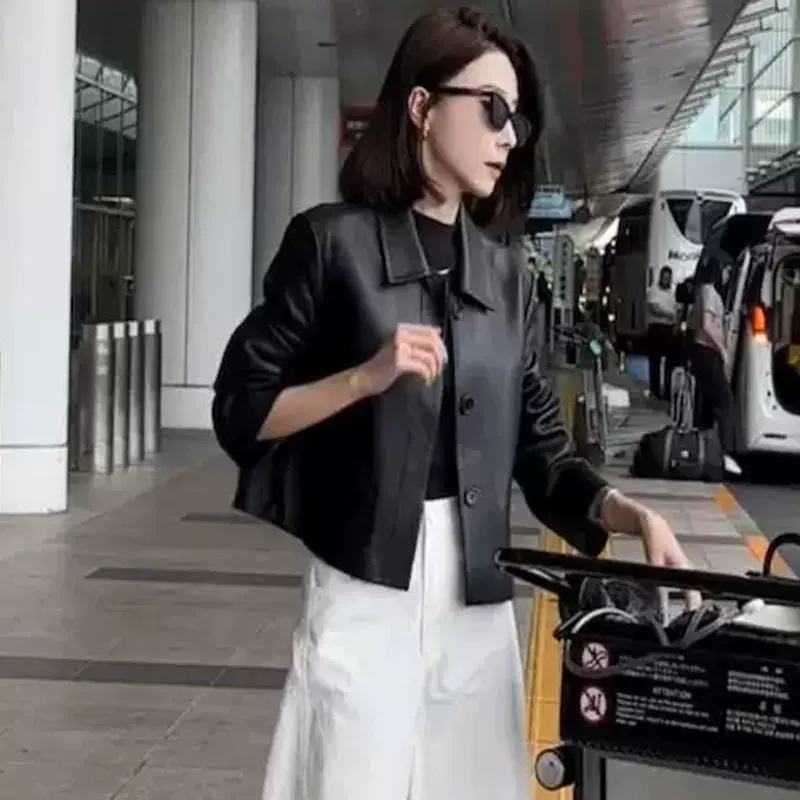 美式复古黑色小皮衣外套女秋季2025高级感独特超好看短款夹克上衣