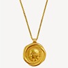 Retro spiral, coins, human head, head sculpture, statue, golden necklace, European style, silver 925 sample, 750 sample gold