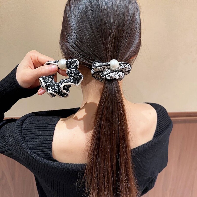 新しいスタイルのレースパールヘアゴムコレクション、高弾性ポニーテールヘアロープ、ボールヘアロープ、女性用ヘアアクセサリー|undefined