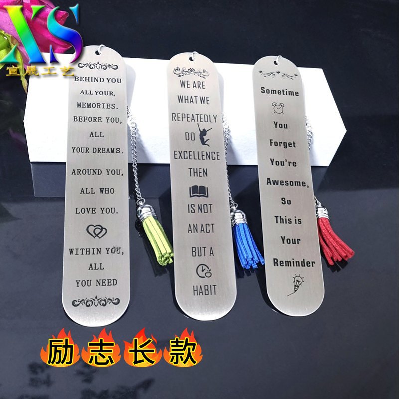 Suministro transfronterizo al por mayor inspirador metal acero inoxidable marcador Inglés carta marcador Sección del maestro letras marcador comercio exterior