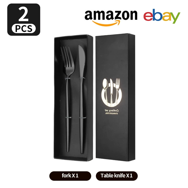 Portuguese knife and fork two-piece set - black