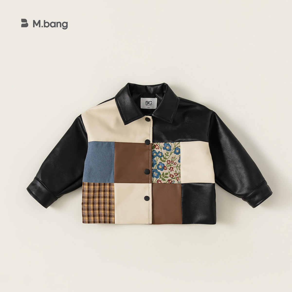 Ropa infantil Youbao, nueva chaqueta de cuero para niños, estilo versátil de primavera y otoño, con diseño de patchwork elegante.