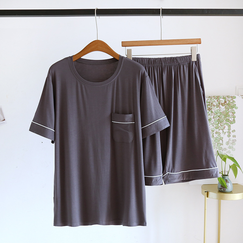 남성 모달 짧은 세트-다크 그레이