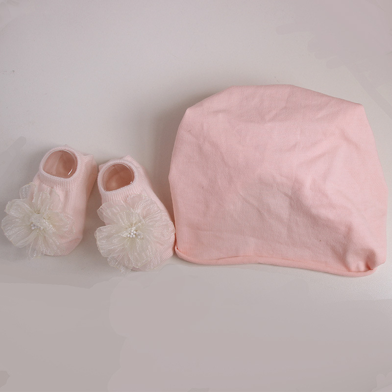 Gorro de bebé menina com flores proteção suave recém-nascida_voghion.com