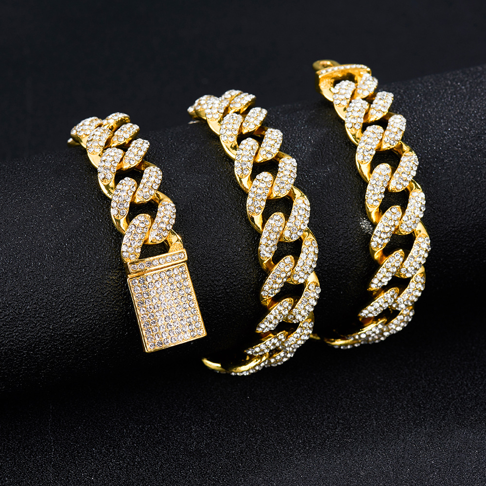 Hip Hop Ear Accessories Necklace European And American Fashion & Trend Hip Hop Hiphop Cuban Link Chain Necklace Rhinestone Necklace Jewelry Wholesale display picture 2