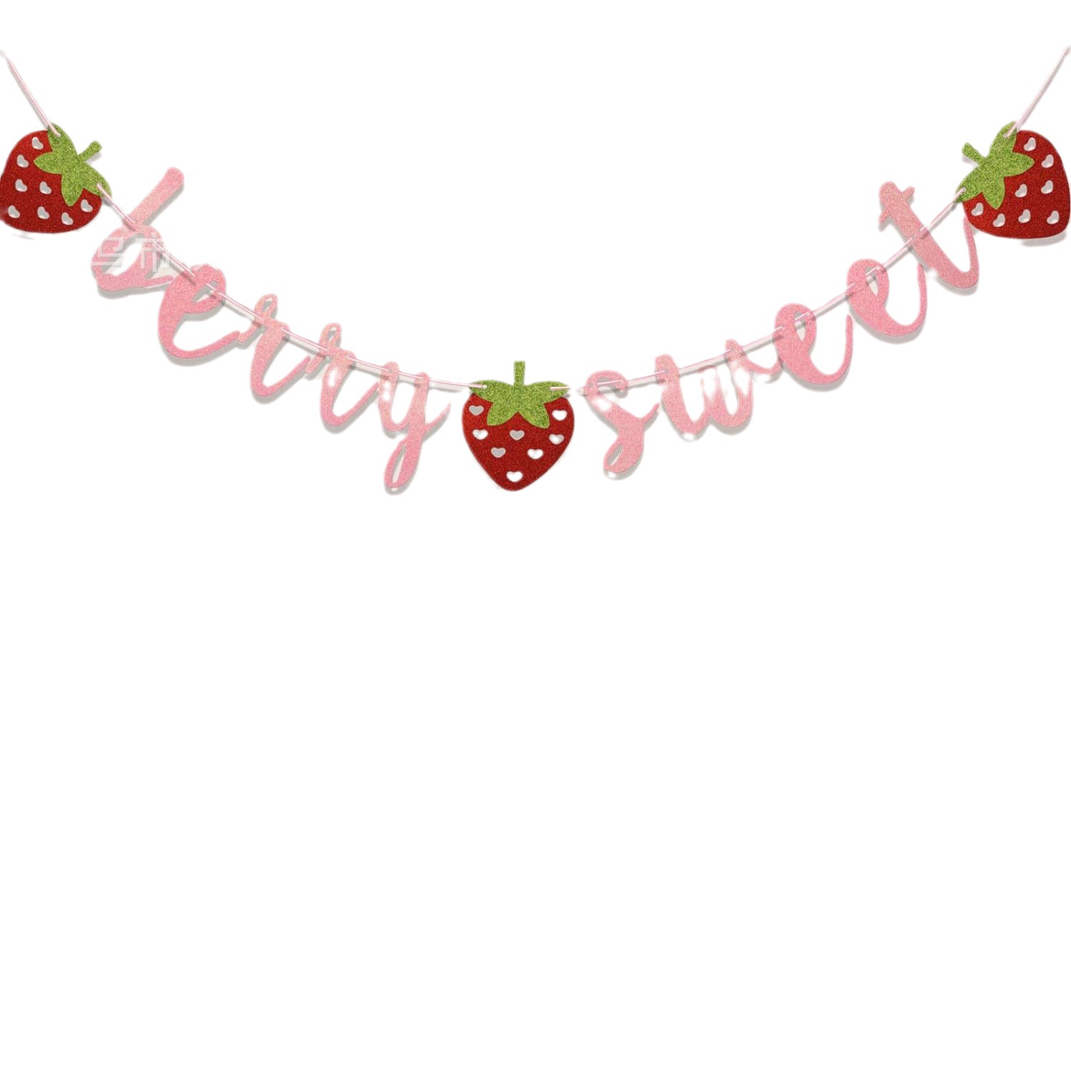 Berry Sweet Banner polvo brillante de fresa tira bandera de fresa banner tema de cumpleaños decoración de fiesta