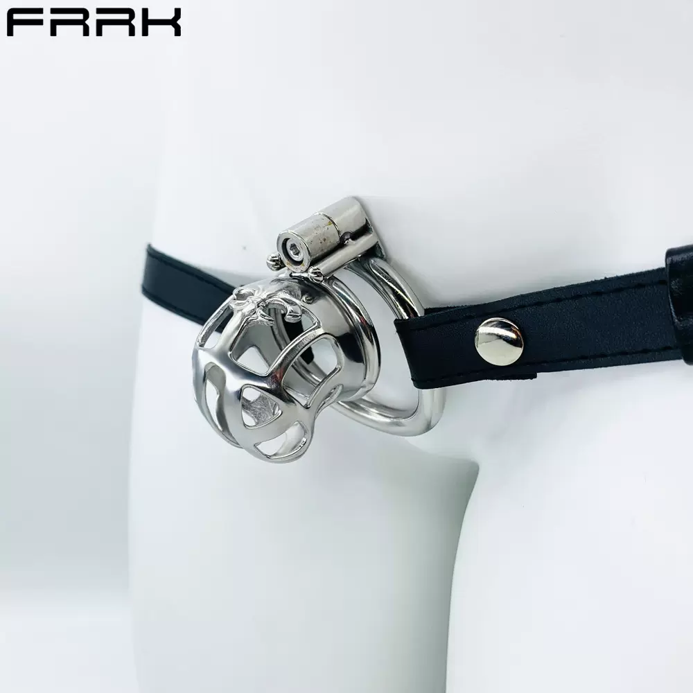 FRRK-91皮裤穿戴式男用贞操笼鸟笼贞洁笼子不锈钢贞操锁厂家批发
