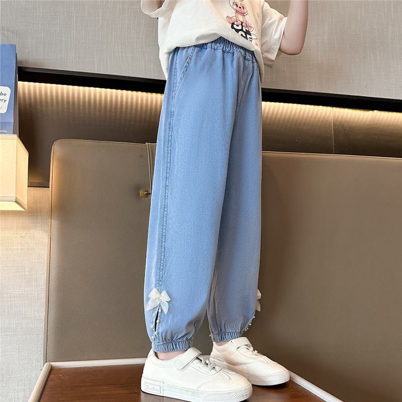 Girls' Anti-Mosquito Pants Summer Children's Trendy Pants Stylish Thin Jeans for Girls New Thin Denim Pants