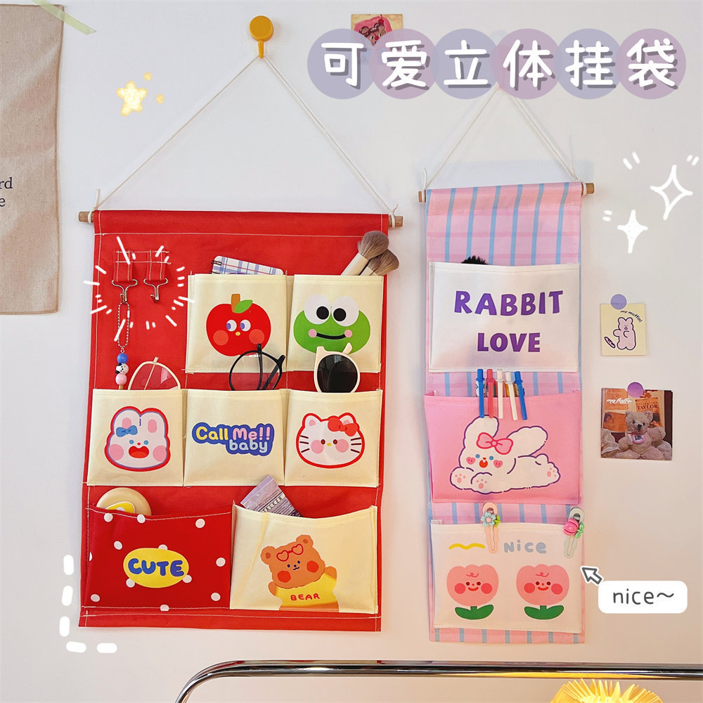 Tengyi Fabric Pouch Creative Dormitory Wall-mounted Storage Bag Door Behind Cabinet Hanging Style Wall Pouch Storage Pouch
