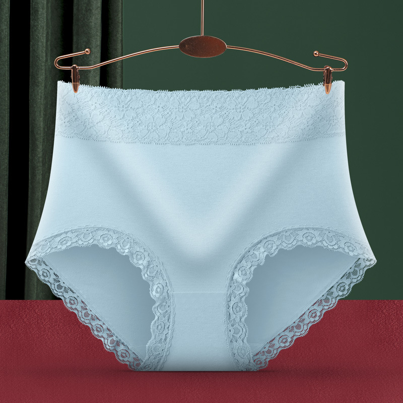 Cintura alta vientre contracción cadera elevación no rizado color sólido más tamaño ropa interior de mujer suave transpirable borde de encaje calzoncillos en stock