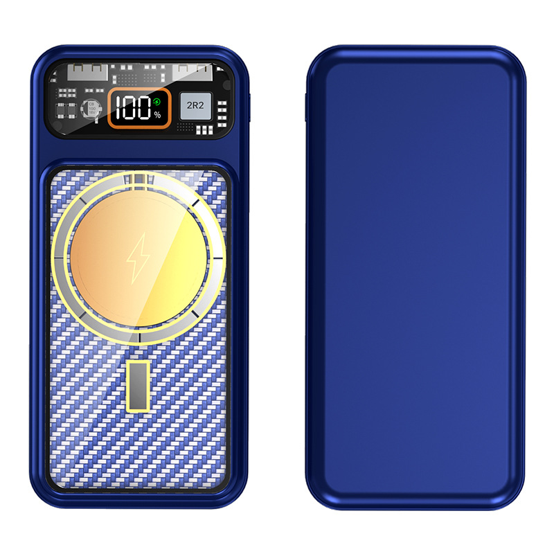 Saibo punk viento fuerte banco de energía magnética 15W carga inalámbrica portátil de gran capacidad armadura transparente viento fuente de alimentación móvil