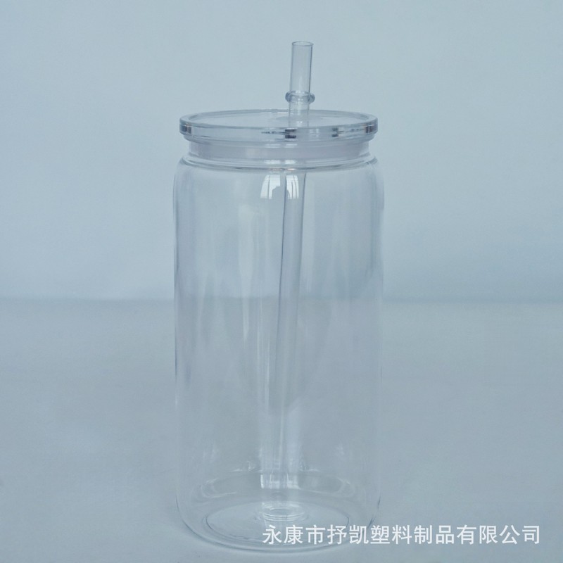 国境を越えて人気のカラーカバーPC素材透明プラスチックカップ16オンスメイソンジャー高見えエコストローカップロゴ入り可能|undefined