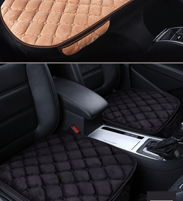 Single-piece three-piece car rear seat cushion without backrest short plush non-slip winter thickened simple warm seat cushion